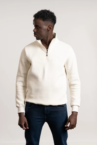 FBI Fermuarlı Dik Yaka 3 İplik İçi Şardonlu Slimfit Sweatshirt - 7