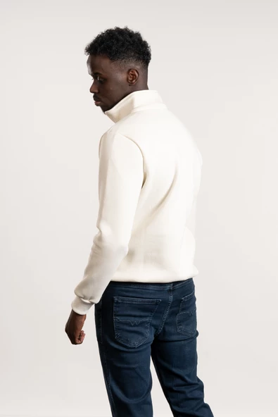 FBI Fermuarlı Dik Yaka 3 İplik İçi Şardonlu Slimfit Sweatshirt - 8