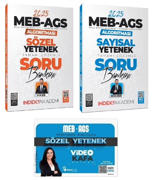 Hoca Kafası + İndeks 2025 MEB-AGS Sözel + Sayısal Yetenek Video Kafa Notlar + Soru Bankası 3 lü Set