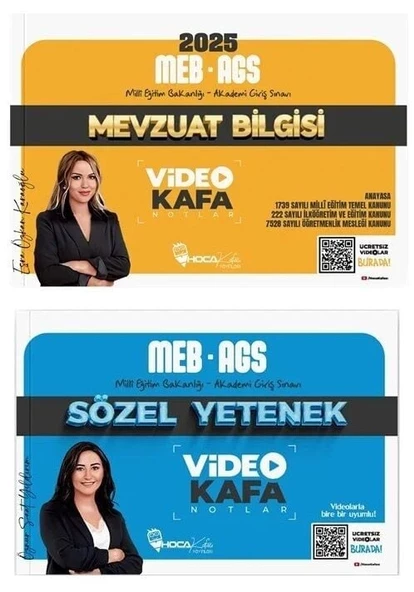 Hoca Kafası 2025 MEB-AGS Mevzuat Bilgisi + Sözel Yetenek Video Kafa Notlar 2 li Set