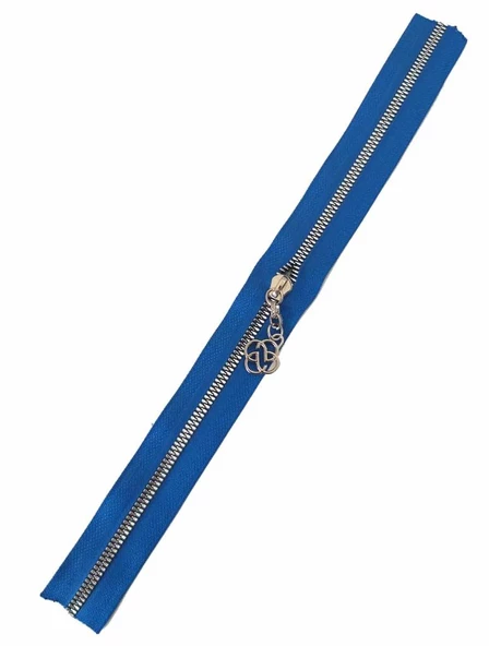 Çanta Aksesuar Başlıklı Fermuar 30 Cm Gümüş Metal Saks Mavi