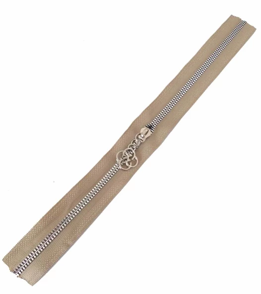 Çanta Aksesuar Başlıklı Fermuar 40 Cm Gümüş Metal Bej