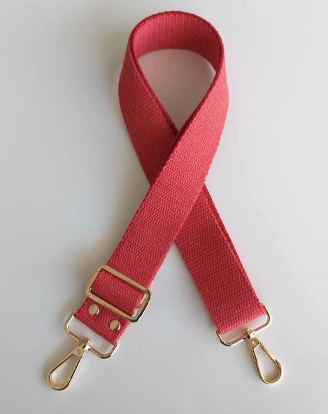 Çanta Aksesuar Pamuklu Kolon 120X4 Cm Light Gold Metal Kırmızı