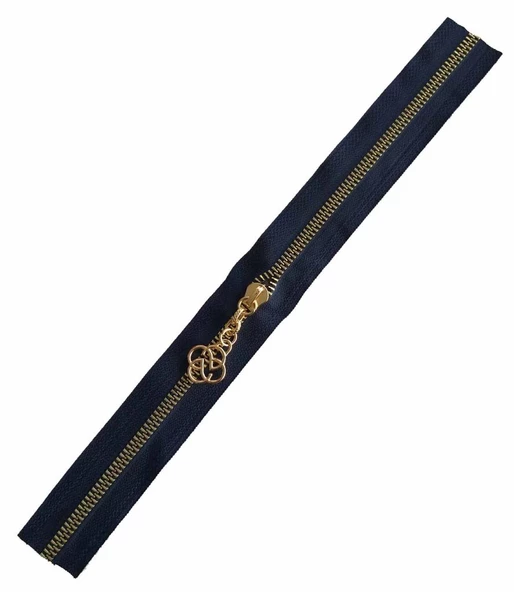 Çanta Aksesuar Başlıklı Fermuar 40 Cm Light Gold Metal Lacivert