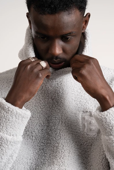 FBI Kapşonlu Kanguru Cepli Slimfit Peluş Sweatshirt - 4