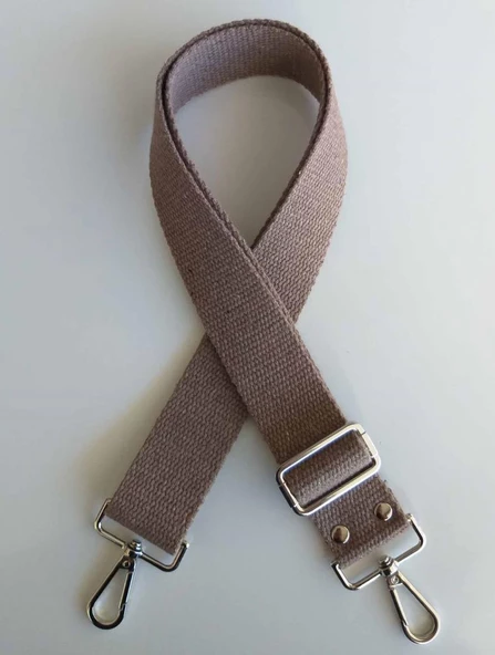 Çanta Aksesuar Pamuklu Kolon 120X4 Cm Gümüş Metal Vizon
