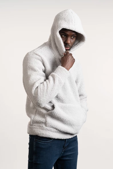 FBI Kapşonlu Kanguru Cepli Slimfit Peluş Sweatshirt - 2