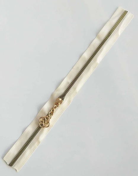 Çanta Aksesuar Başlıklı Fermuar 30 Cm Light Gold Metal Krem