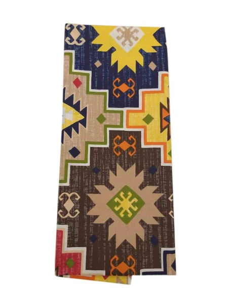 Çanta Aksesuar 120X50 Cm Pamuklu Astarlık Kumaş Kilim Desen Sarı Ton