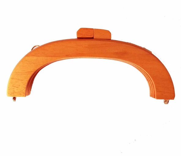 Çanta Aksesuar Oval Ahşap Burs Koyu Renk 20 Cm