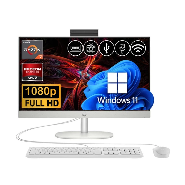 HP Proone 245 G10 Ryzen7 7730U 32GB 1TB M.2 SSD 9H6V1ET ATL34  23.8" W11Pro Beyaz All In One Bilgisayar