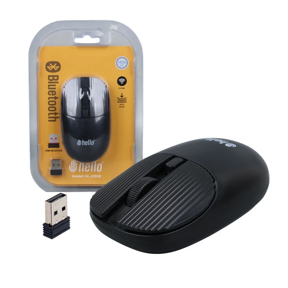 Hello HL-21808 Siyah 1000 DPI 2.4Ghz Kablosuz Bluetooth Mouse