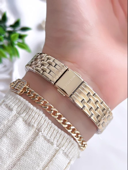 U.S.POLO ASSN Çelik Kordon 3 Atm Suya Dayanıklı Kadın Kol Saati+Bileklik Hediyeli USPA.2082.S04 - Resim 3