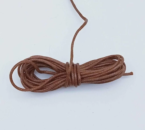 Çanta Aksesuar Koyu Taba Mumlu Koton İp 5 Metre