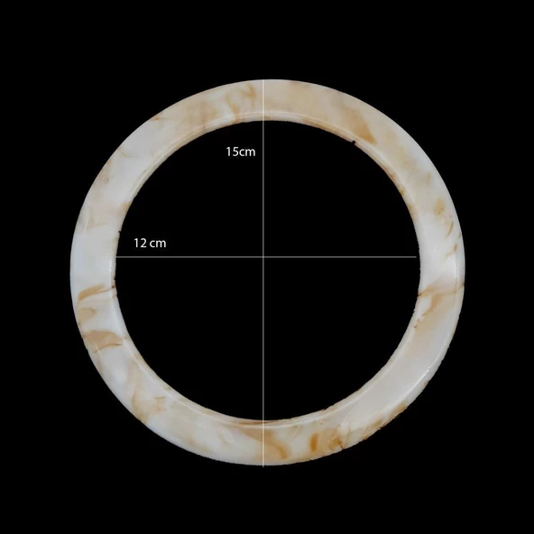 Çanta Aksesuar 15cm Yuvarlak Akrilik Hardal Sarı Mermer Desen Çanta Sapı - 3
