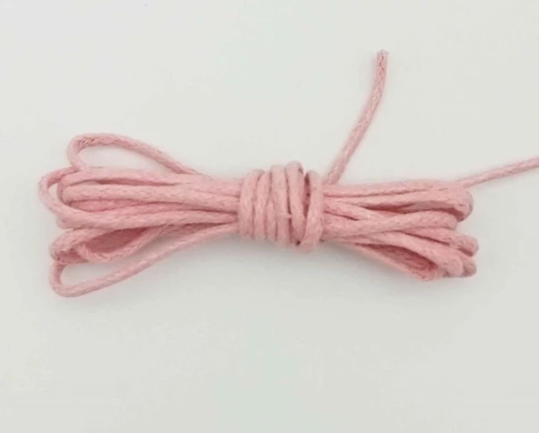 Çanta Aksesuar Pembe Renk Mumlu Koton İp 5 Metre - 1