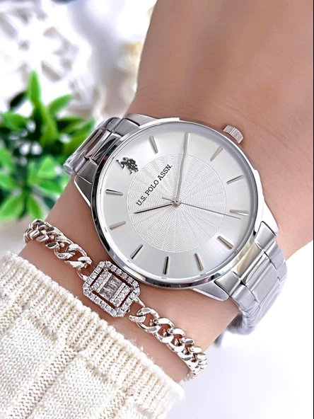 U.S.POLO ASSN Çelik Kordon 5 Atm Suya Dayanıklı Kadın Kol Saati+Bileklik Hediyeli USPA.2095.S01 ürün görseli