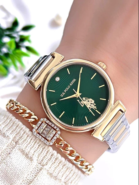 U.S.POLO ASSN Çelik Kordon 5 Atm Suya Dayanıklı Kadın Kol Saati+Bileklik Hediyeli USPA.2070.S05 ürün görseli