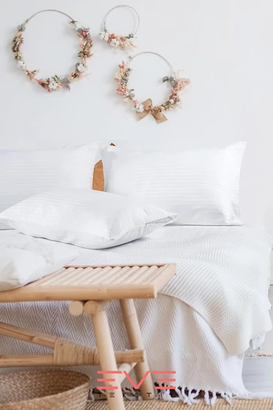 6 Adet Çizgili Pamuk Saten Antibakteriyel Fermuarlı Yıkanabilir Otel Lüks Yastık Kılıfı 50x70cm - 4