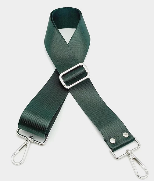 Çanta Aksesuar Polyester Kolon 120X4 Cm Ördek Yeşili Gümüş Metalli