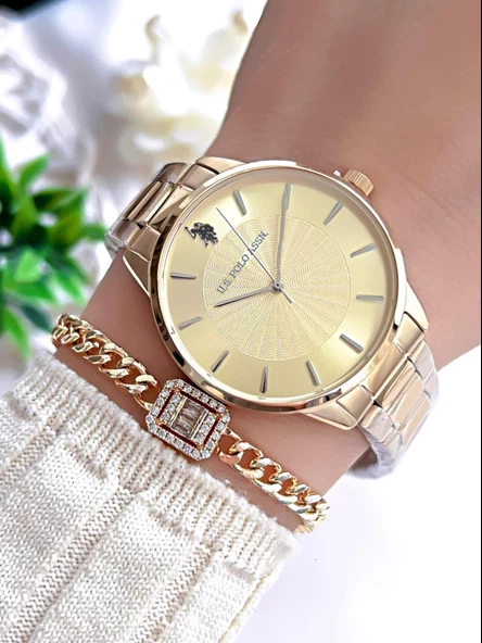 U.S.POLO ASSN Çelik Kordon 5 Atm Suya Dayanıklı Kadın Kol Saati+Bileklik Hediyeli USPA.2095.S03 ürün görseli