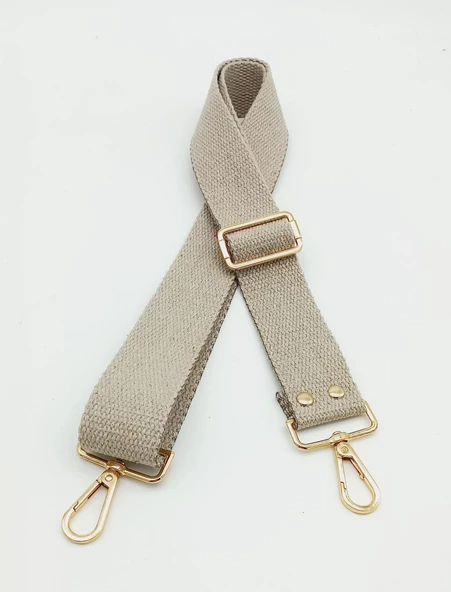 Çanta Aksesuar Pamuklu Kolon 120X4 Cm Light Gold Metal Bej