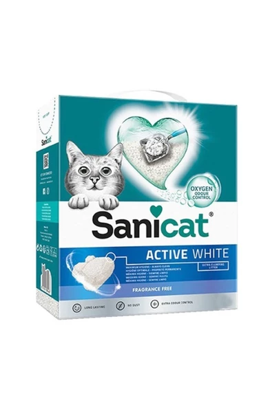 Sanicat Active White Topaklanan Bentonit Kedi Kumu Kokusuz 6 Litre