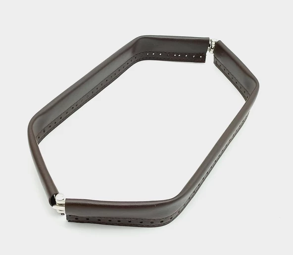 Çanta Aksesuar Kahverengi Derili Metal Çanta Ağzı 33 Cm