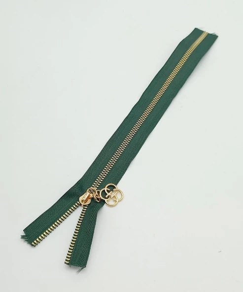 Çanta Aksesuar Başlıklı Fermuar 30 Cm Light Gold Metal Zümrüt Yeşili