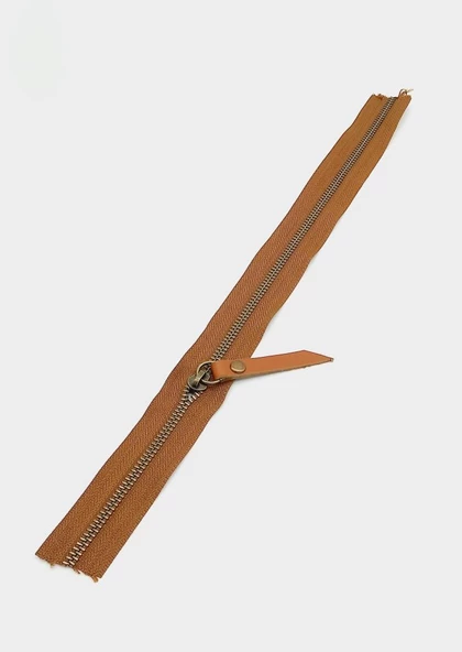 Çanta Aksesuar Gerçek Deri Başlıklı Taba Fermuar 40 Cm Antik Metal