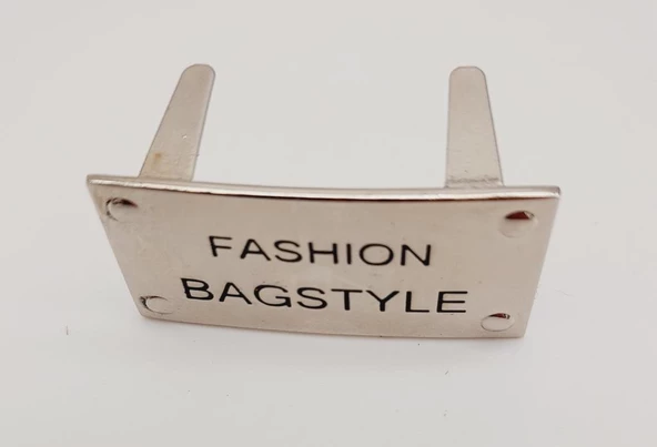 Çanta Aksesuar Fashion Bagstyle Yazılı Plaka Süs Gümüş Renk - 2