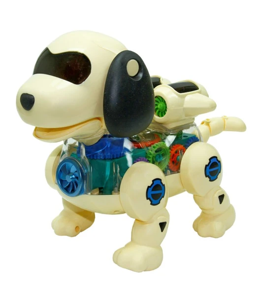 Işıklı Müzikli ve Hareketli Robot Köpek Bej Renkli - Mavi Su Dünyası ürün görseli