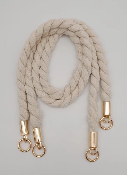 Çanta Aksesuar Pamuklu Halat Model Çift Çanta Sapı Light Gold Metalli