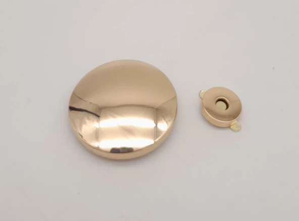 Çanta Aksesuar 5 cm Yuvarlak Mıknatıslı Kilit Light Gold - 2