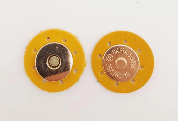 Çanta Aksesuar Hardal Sarı Suni Derili Mıknatıslı Çıtçıt Light Gold Metalli - 1