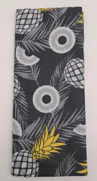 Çanta Aksesuar 120X50 Cm Koyu Gri Ananas Desen Pamuklu Astarlık Kumaş No:19