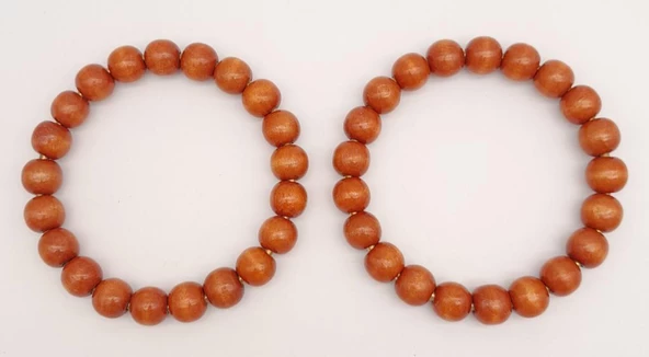 Çanta Aksesuar 13 cm Ahşap Boncuklu Bilezik Model Taba Çift Sap - Resim 3