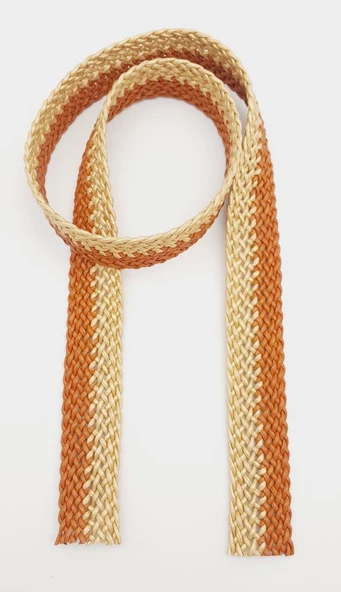 Çanta Aksesuar 3.5 cm Gold Taba Renk Deri Hasır Örgü Kolon 1 Metre