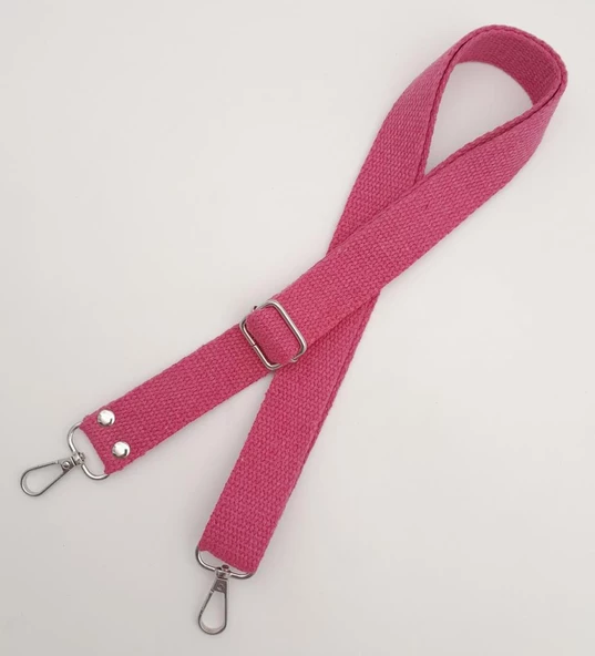 Çanta Aksesuar Pamuklu Kolon 120x3 cm Fuşya Gümüş Metalli - 3