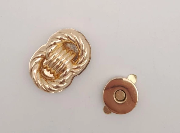 Çanta Aksesuar Light Gold Çift Daire Mıknatıslı Kilit