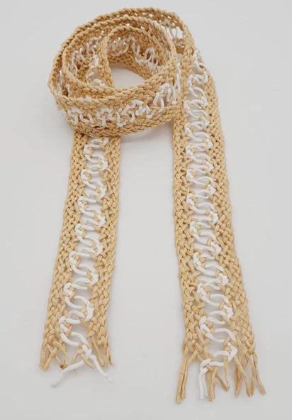 Çanta Aksesuar 4 cm Bej Beyaz Renk Hasır Örgü Model Kolon 1 Metre - Resim 2