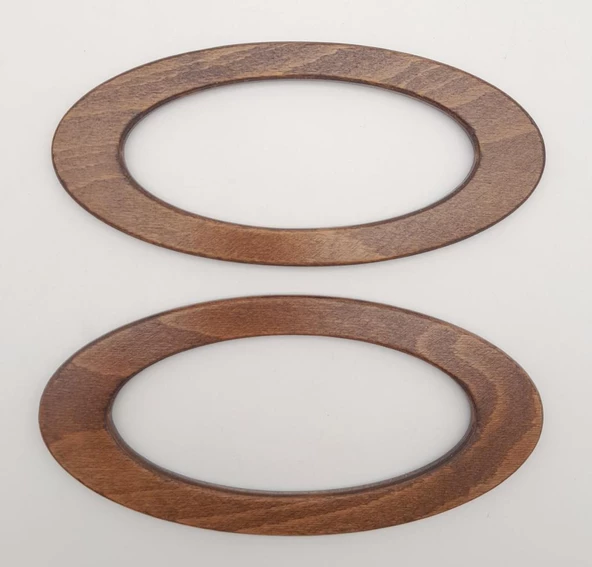 Çanta Aksesuar Oval Model 9x19.5 cm Koyu Ahşap Renk Ahşap Çanta Sapı - 3