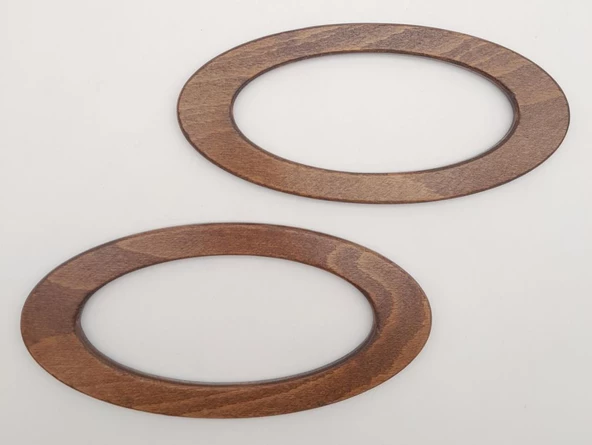 Çanta Aksesuar Oval Model 9x19.5 cm Koyu Ahşap Renk Ahşap Çanta Sapı - 2