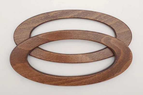 Çanta Aksesuar Oval Model 9x19.5 cm Koyu Ahşap Renk Ahşap Çanta Sapı