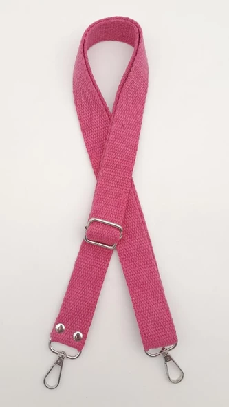 Çanta Aksesuar Pamuklu Kolon 120x3 cm Fuşya Gümüş Metalli
