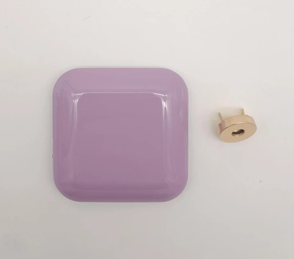 Çanta Aksesuar 7 cm Kare Akrilikli Lila Renk Light Gold Mıknatıslı Kilit