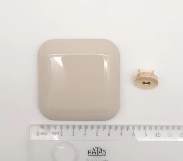 Çanta Aksesuar 7 cm Kare Akrilikli Bej Renk Light Gold Mıknatıslı Kilit - 2