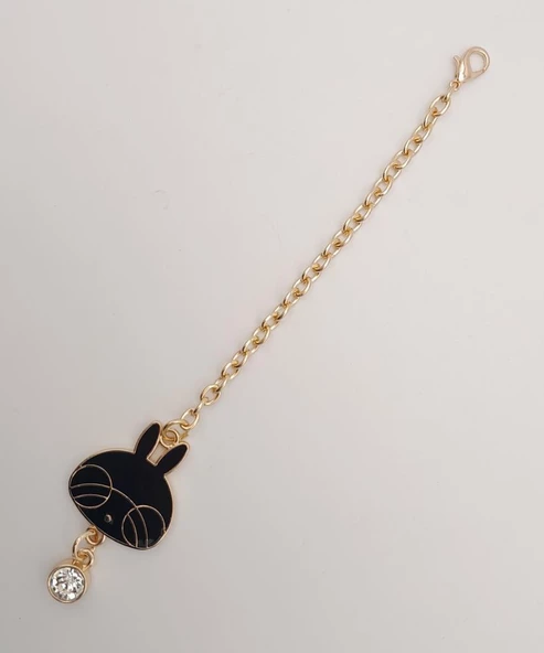 Çanta Aksesuar Light Gold Kitty Sarkaç Süs Siyah Renk - 2