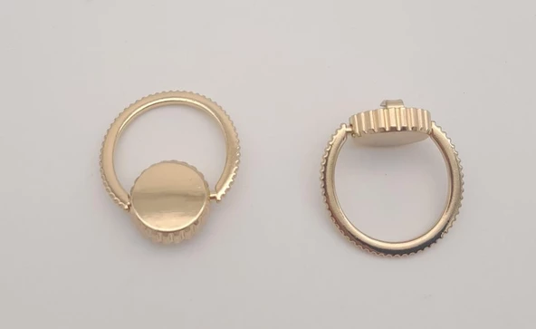 Çanta Aksesuar Light Gold Renk Yuvarlak Halkalı Kulpluk 2 Adet - 3