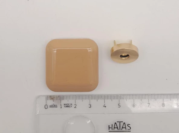 Çanta Aksesuar 3.5 cm Kare Akrilikli Sütlü Kahve Renk Light Gold Mıknatıslı Kilit - 2